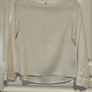 Uniqlo - White 3/4 Sleeve Sheer Blouse Top